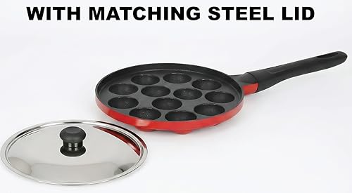 Image 2 of 6th Planet 12 Pit Nonstick Paniyaram Pan with Steel Lid