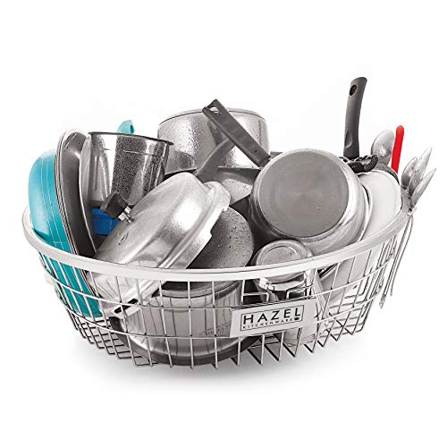 Image 2 of Round Large for the product HAZEL Round Stainless Steel Dish Drainer Basket for Kitchen