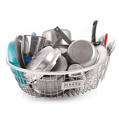 Image 2 of Round Large for the product HAZEL Round Stainless Steel Dish Drainer Basket for Kitchen