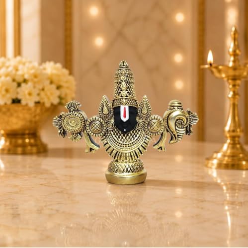 Image 4 of Gold Art India Ganesha Idol for Car Dashboard & Kamdhenu Idol for Vastu Decor (Gold Antique Matte, Oval)