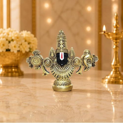 Image 4 of Gold Art India Ganesha Idol for Car Dashboard & Kamdhenu Idol for Vastu Decor (Gold Antique Matte, Oval)