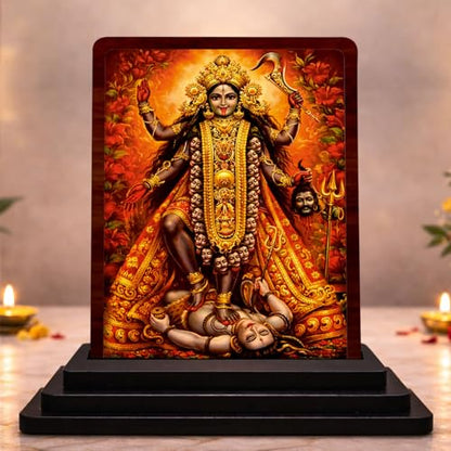 Image 1 of Default Title for the product HD Printed Kali MATA Wooden Idol 4x5 Inch Classic Devotional Spiritual Showpiece