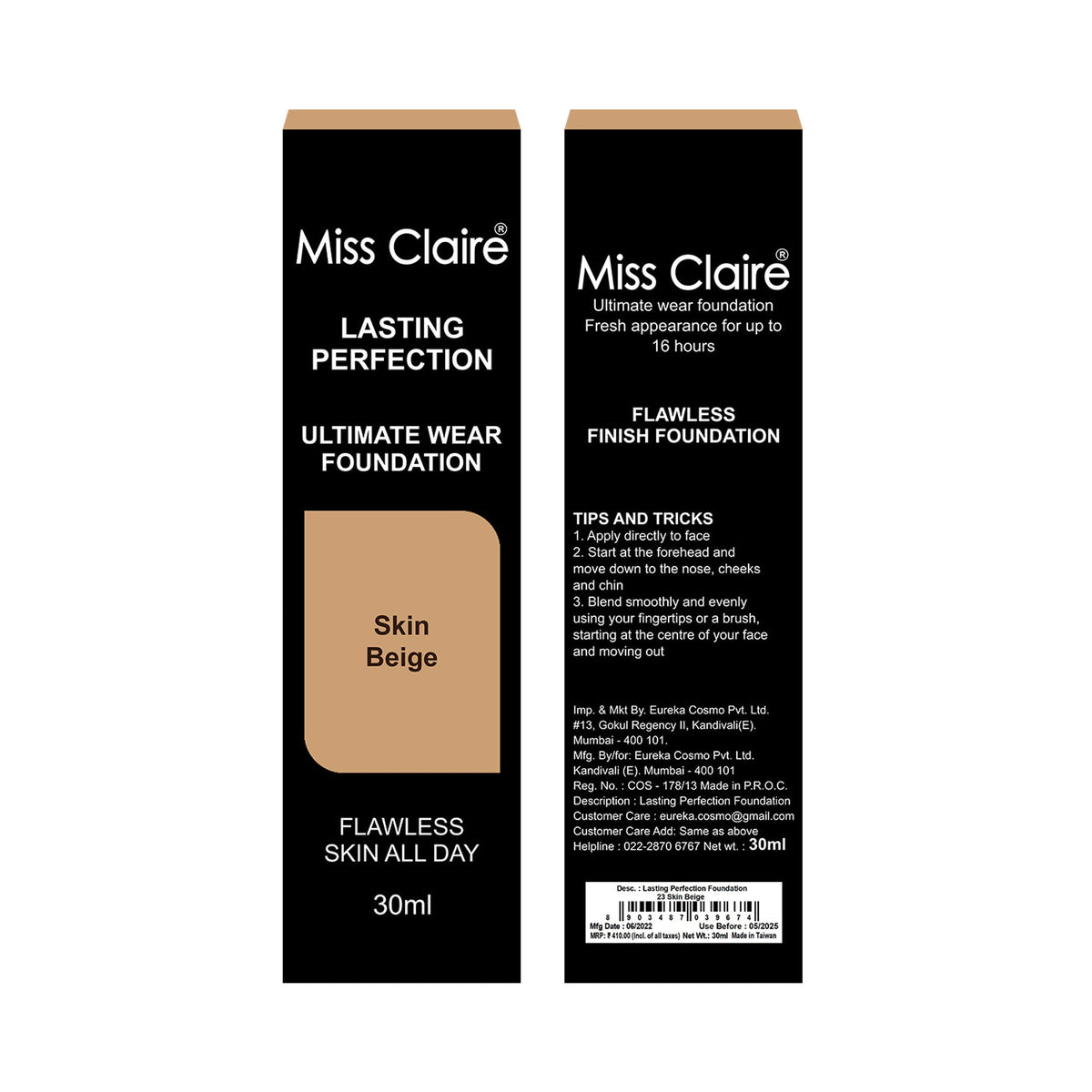 Image 5 of Miss Claire Lasting Perfection Ultimate Wear Foundation - 23 Skin Beige