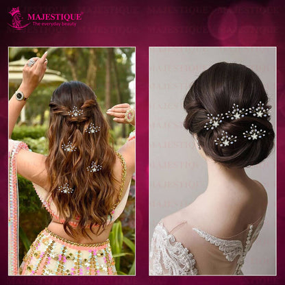 Image 4 of Majestique Bridal Hair Pins Floral Vine Crystal Flower Tiara Handmade Juda Accessories
