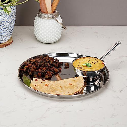 Image 3 of Sumeet Solid Stainless Steel Heavy Gauge Mirror Finish Dinner Set of 18 Pcs (6 Plate, 6 Bowl/Wati, 6 Spoon), Silver