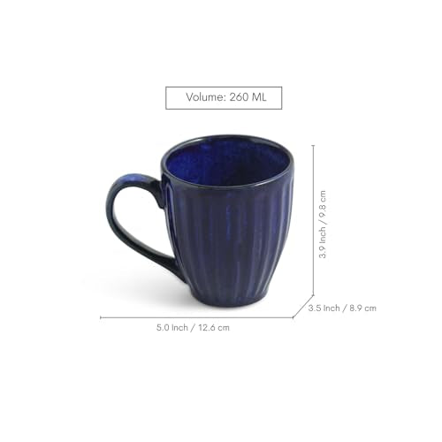Image 7 of ExclusiveLane Midnight Ribbed Hand-Embossed Ceramic Coffee Mug Set of 2 260 ML