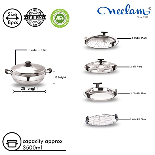 Image 2 of neelam Stainless Steel Multi Kadai 3500 ml Cooking Set