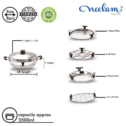 Image 2 of neelam Stainless Steel Multi Kadai 3500 ml Cooking Set