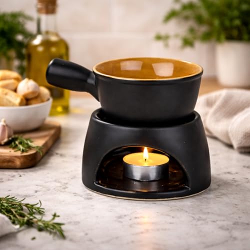 Image 1 of Ceramic Black for the product Pure Source India Ceramic Fondue Burner, Aroma Burner Ceramic Oil Diffuser, Home Bedroom Decor Christmas Housewarming Gift