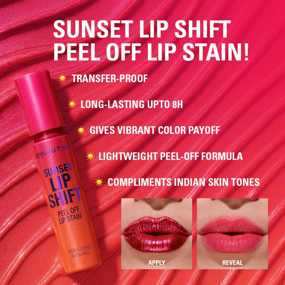 Image 2 of Makeup Revolution Sunset Shift Peel Off Lip - Stain Flushed Pink