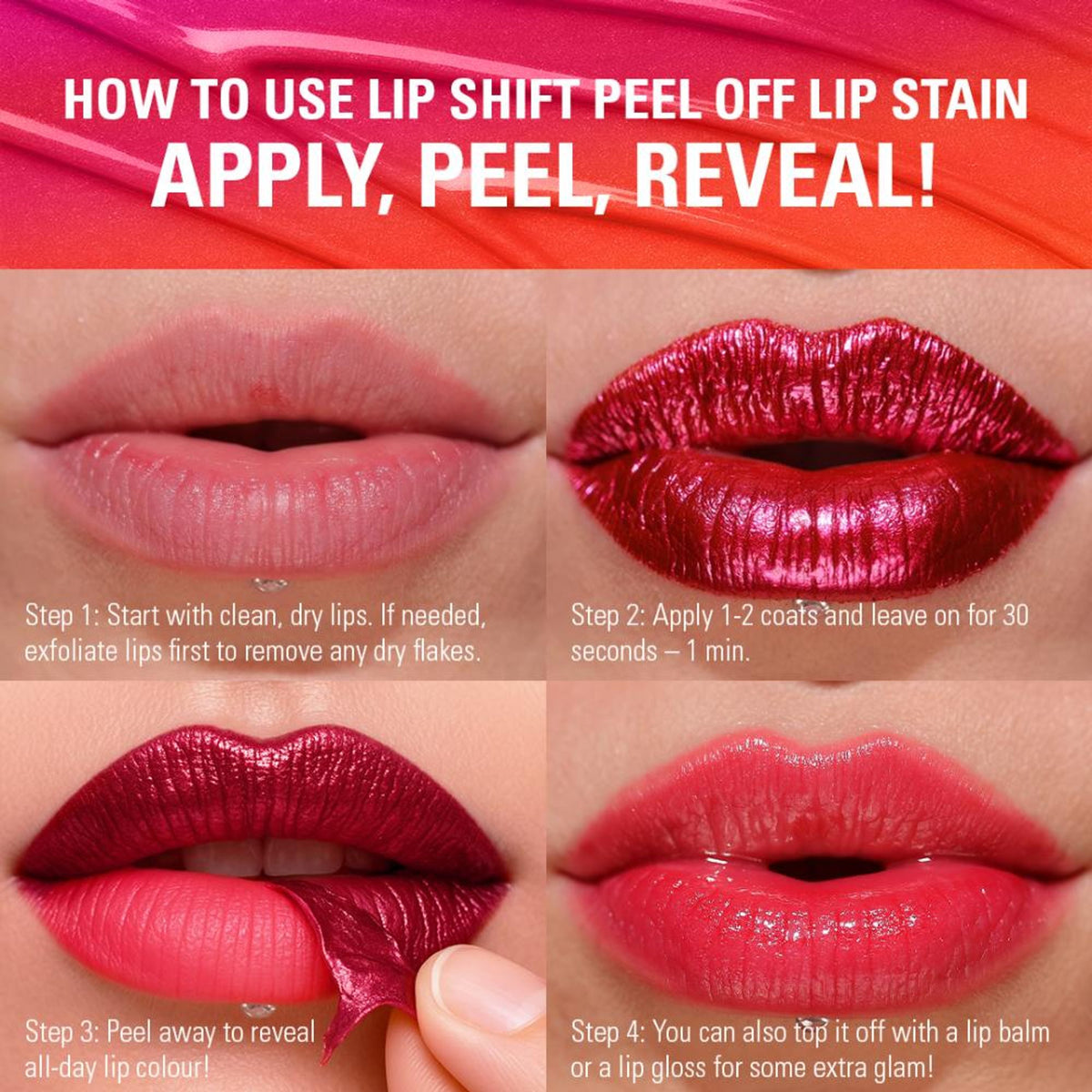 Image 5 of Makeup Revolution Sunset Shift Peel Off Lip - Stain Flushed Pink