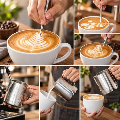 Image 7 of Supvox Milk Frothing Pitcher 600ml Capacity 20oz Scale with Decorating Pen