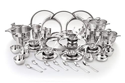 Image 1 of Default Title for the product neelam Stainless Steel Dinner Set, 22 Gauge Quality, Solid 51 Pcs Set Serving 6 People