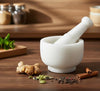 Image 1 of Default Title for the product KLEO White Marble Stone Mortar and Pestle Set 5" Diameter