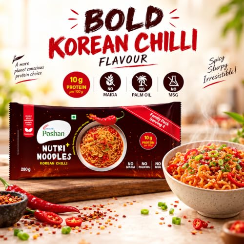 Image 2 of Acme Poshan Noodle Mania Korean Chilli Instant Noodles Pack of 4 x 70g