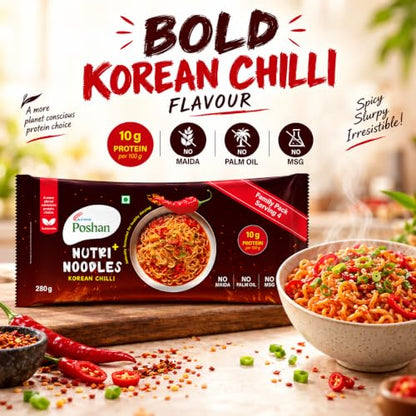 Image 2 of Acme Poshan Noodle Mania Korean Chilli Instant Noodles Pack of 4 x 70g