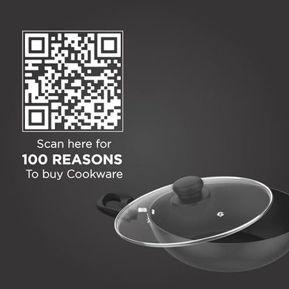 Image 6 of Preethi Daily Collection Non Stick Kadai 24 cm, with Glass Lid, 5 Star Non Stick Effect, Grey