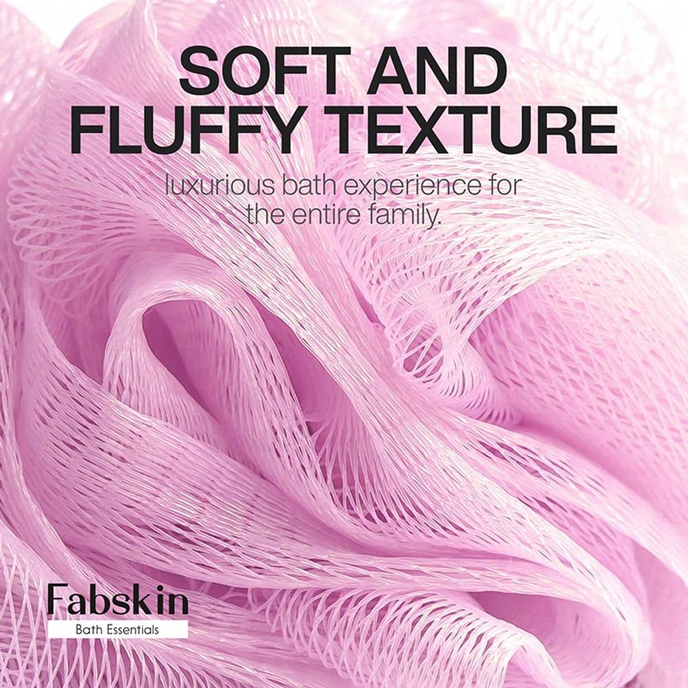 Image 6 of Fabskin Bath Brush Loofah For Men & Women With Long Plastic Handle Pink & White