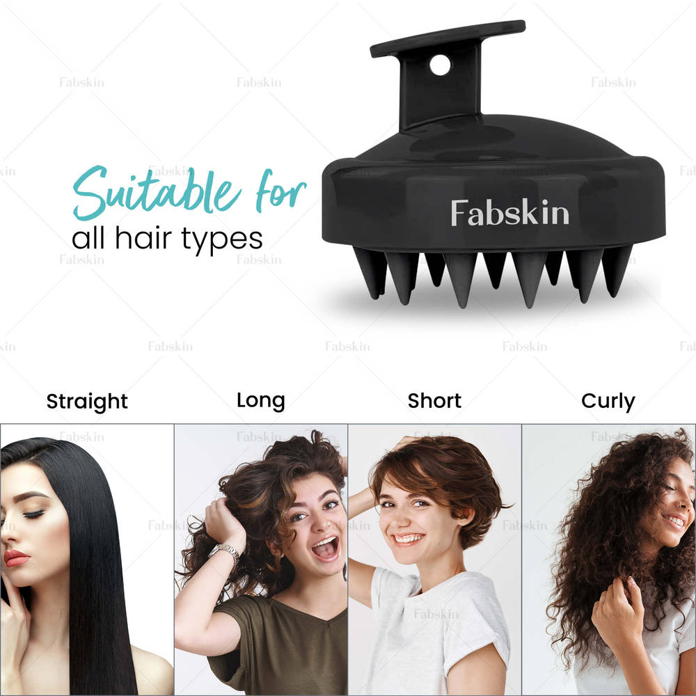 Image 4 of Fabskin Hair Scalp Massager & Shampoo Hair Brush - Black