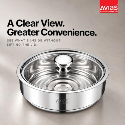 Image 8 of AVIAS Festiva Stainless Steel Roti Server with Coaster, Small, 1500ml