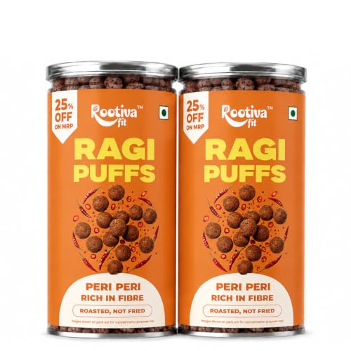 Image 1 of Peri Peri / 85 g (Pack of 2) for the product ROOTIVAFIT Ragi Puffs Peri Peri Flavour Millet Snack