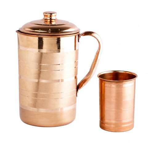 Image 1 of Default Title for the product KC Pure Copper Jug for Health Benefits Drinking Water 1500 Ml with 1 Piece Copper Glass 250 Ml
