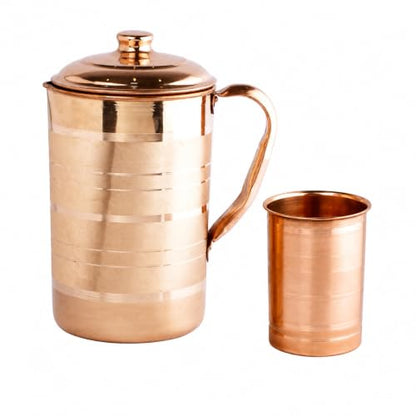 Image 1 of Default Title for the product KC Pure Copper Jug for Health Benefits Drinking Water 1500 Ml with 1 Piece Copper Glass 250 Ml