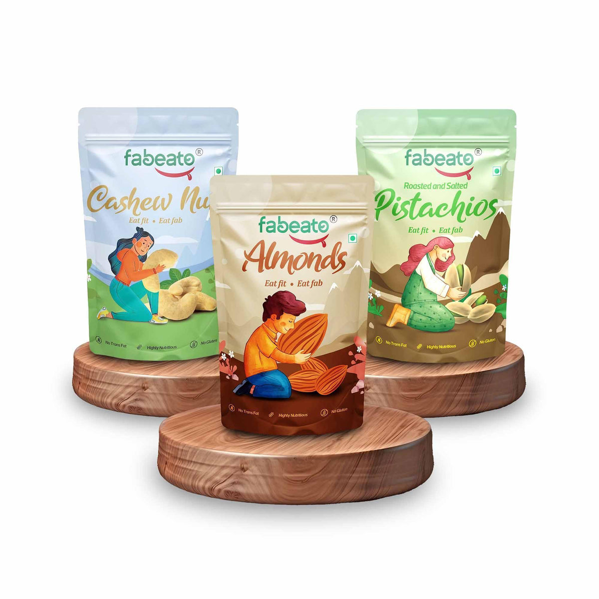 Image 1 of Fabeato Natural Premium Dry Fruits Combo Almonds, Cashews, Pistachios