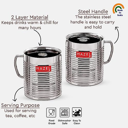 Image 5 of HAZEL Stainless Steel Cup Set of 2, 300 ml Each
