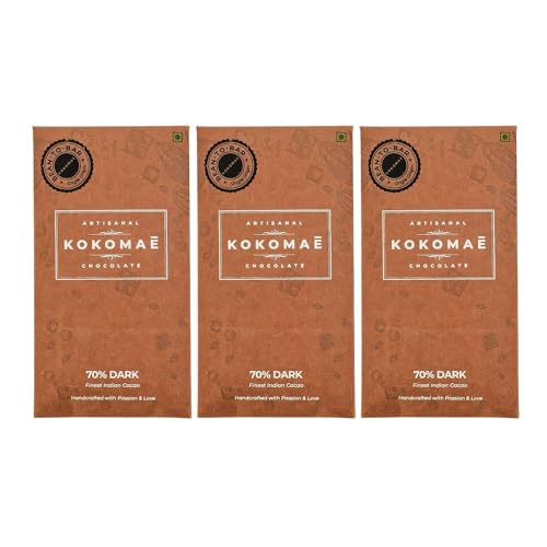 Image 1 of Default Title for the product KOKOMAE 70% Dark Chocolate Bean-to-Bar (Pack of 3, 50g Each)