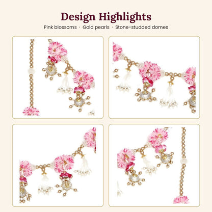 Image 3 of Renu's Creation Pink Blossom Pearl Swag Toran