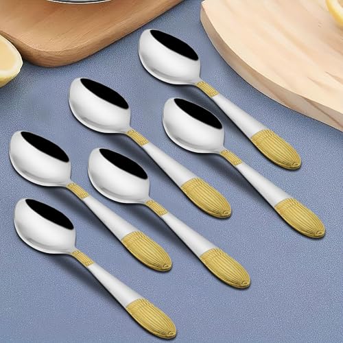 Image 1 of Default Title for the product Parage 6 Pieces Stainless Steel 24k Golden Tea Spoons Set, 14 cm Long