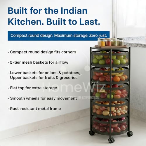 Image 3 of HomeWiz Round Kitchen Rack 5- Layer
