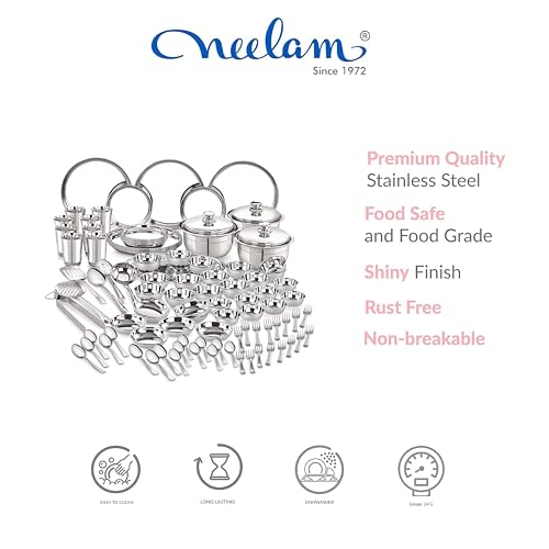 Image 4 of neelam Stainless Steel 24 Gauge 101 Pieces Shagun Dinner Set