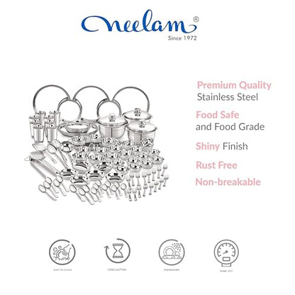 Image 4 of neelam Stainless Steel 24 Gauge 101 Pieces Shagun Dinner Set
