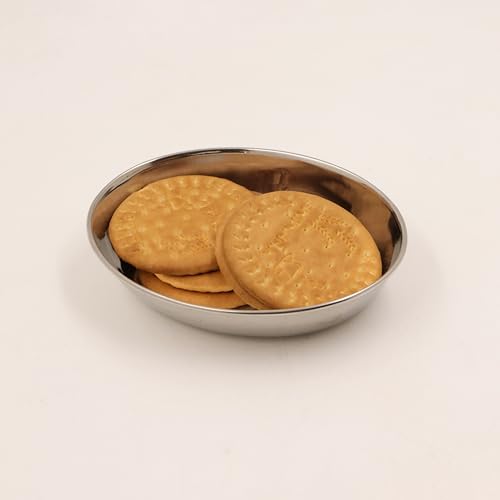 Image 3 of Spillbox Stainless Steel Halwa Plates Quarter Plates Oval Snack Plate Nasta Plate Dessert Plate Set Side Dish Mirror Finish BPA Free 50gm Pack of 2