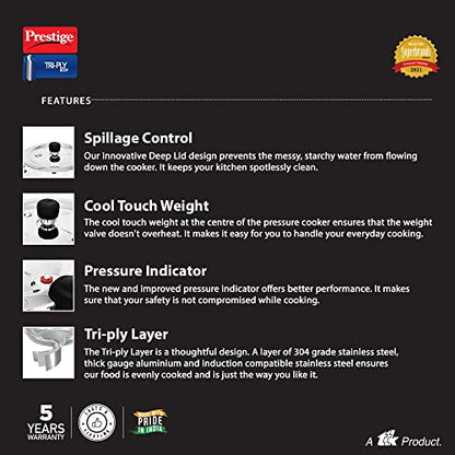 Image 5 of Prestige 2 Litre Triply Svachh Outerlid Pressure Cooker