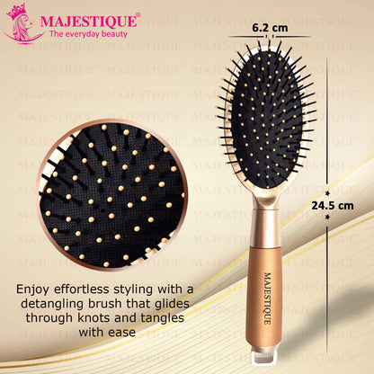 Image 2 of Majestique Golden Oval Detangler Brush - Friendly Detangling Brush Ultra-Soft Tipped Nylon