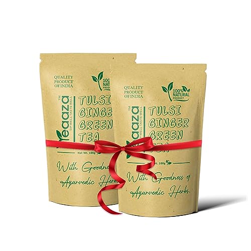 Image 2 of 100 g (Pack Of 2) for the product Teaaza Green Tea With Tulsi And Ginger Blend -100 Grams