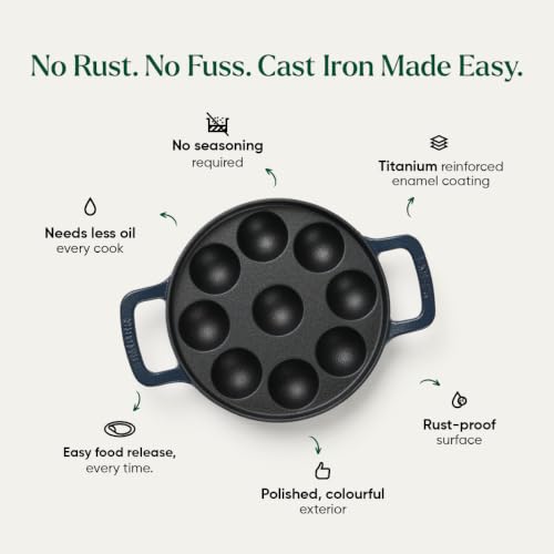 Image 5 of Ember Cookware Pre-Seasoned Cast Iron Appe Pan 20 cm with Glass Lid
