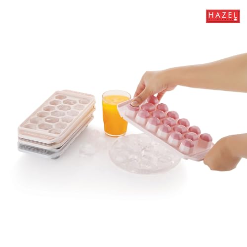 Image 7 of HAZEL Ice Cube Tray with Honeycomb Design & Silicone at Bottom for Easy Removal, Grey