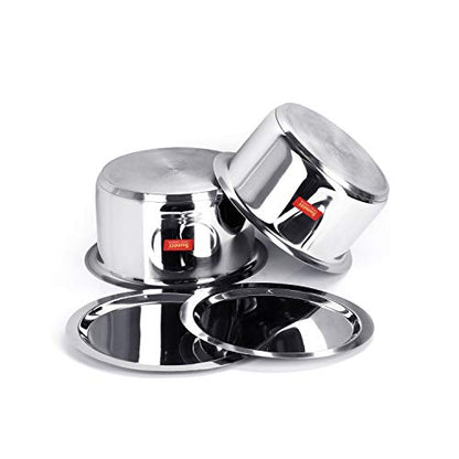 Image 3 of Sumeet Large Size Stainless Steel Induction Bottom (Encapsulated Bottom) Induction & Gas Stove Friendly Container/Tope/Cookware with Lid Set of 2 Pc. Size No.17 (5 Ltr), Size No. 18 | 6 liter