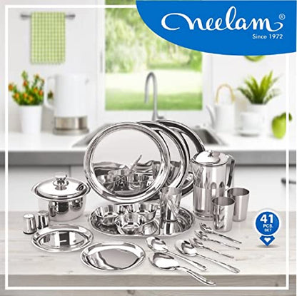 Image 2 of neelam Stainless Steel 22 Gauge 41 Pieces Premium Dinner Set