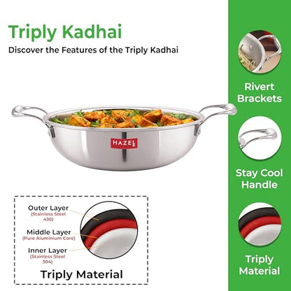 Image 25 of HAZEL Triply Stainless Steel Kadhai