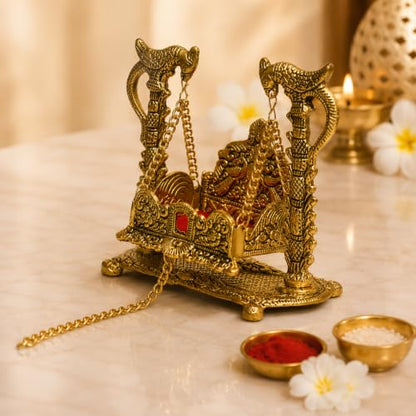 Image 4 of Chhariya Crafts Metal Krishna Laddu Gopal Jhula for Janmashtami