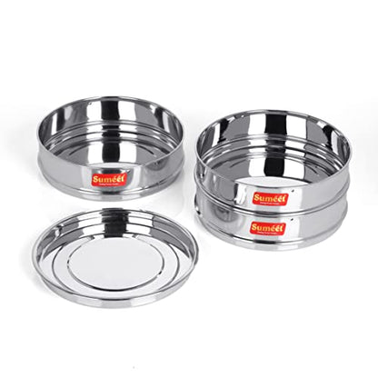 Image 6 of Sumeet Stainless Steel Flat Stackable Container/Separator with Lid Suitable for 5 Ltr & 5.5 Ltr Inner & Outer Lid Cooker, Silver