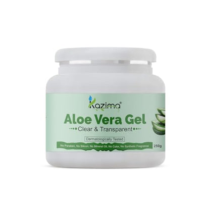 Image 1 of Pack of 1 for the product Kazima Aloe Vera Gel Raw - 100% Pure Natural Gel - Ideal for Skin Treatment, Face, Acne Scars, Hair Treatment, Moisturizer & Dark Circles (250 Gram)