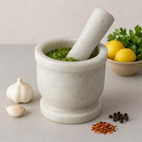 Image 10 of JAIPUR ACE Natural Marble Mortar and Pestle Set