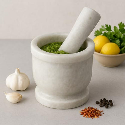 Image 10 of JAIPUR ACE Natural Marble Mortar and Pestle Set