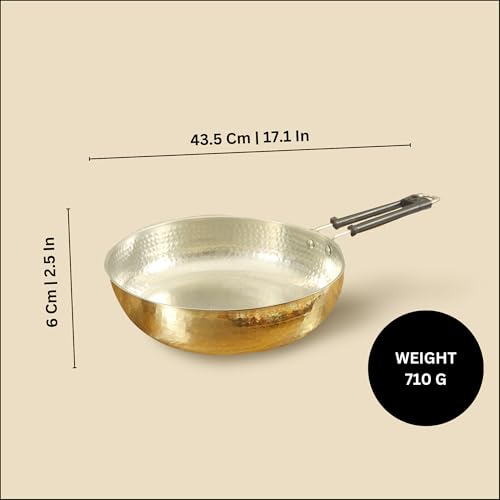 Image 6 of Spillbox Kadhai Hammered Sauce Pan (Brass Gold)